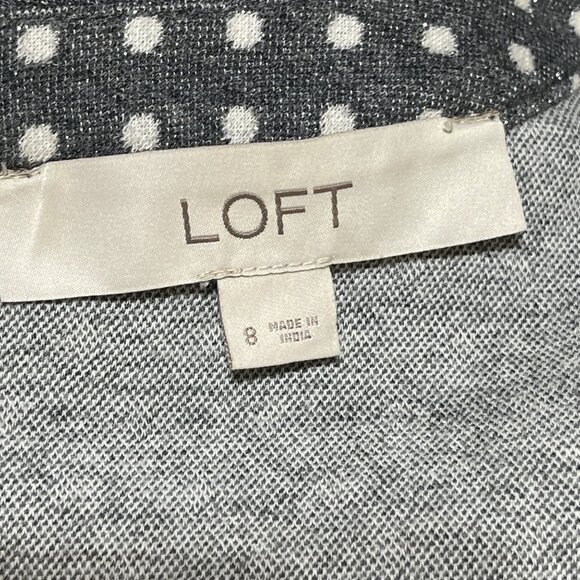 Loft Knit Sparkle Dot Dress Fit Flare Grey Cream Size 8 - Picture 5 of 7